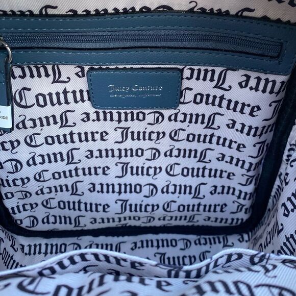 NWT New JUICY COUTURE POKERFACE DENIM & SILVER LOGO HEART BACKPACK - Picture 7 of 10